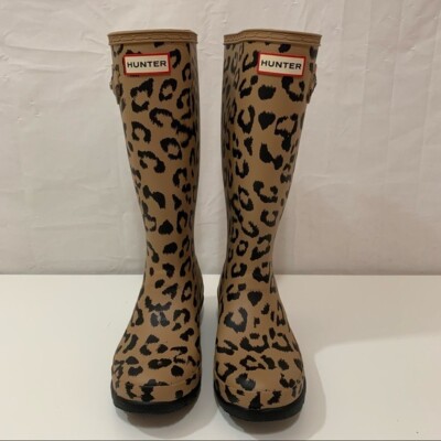 Hunter Womens Original Tall Rain Boot in Leopard Print Size 5 | eBay