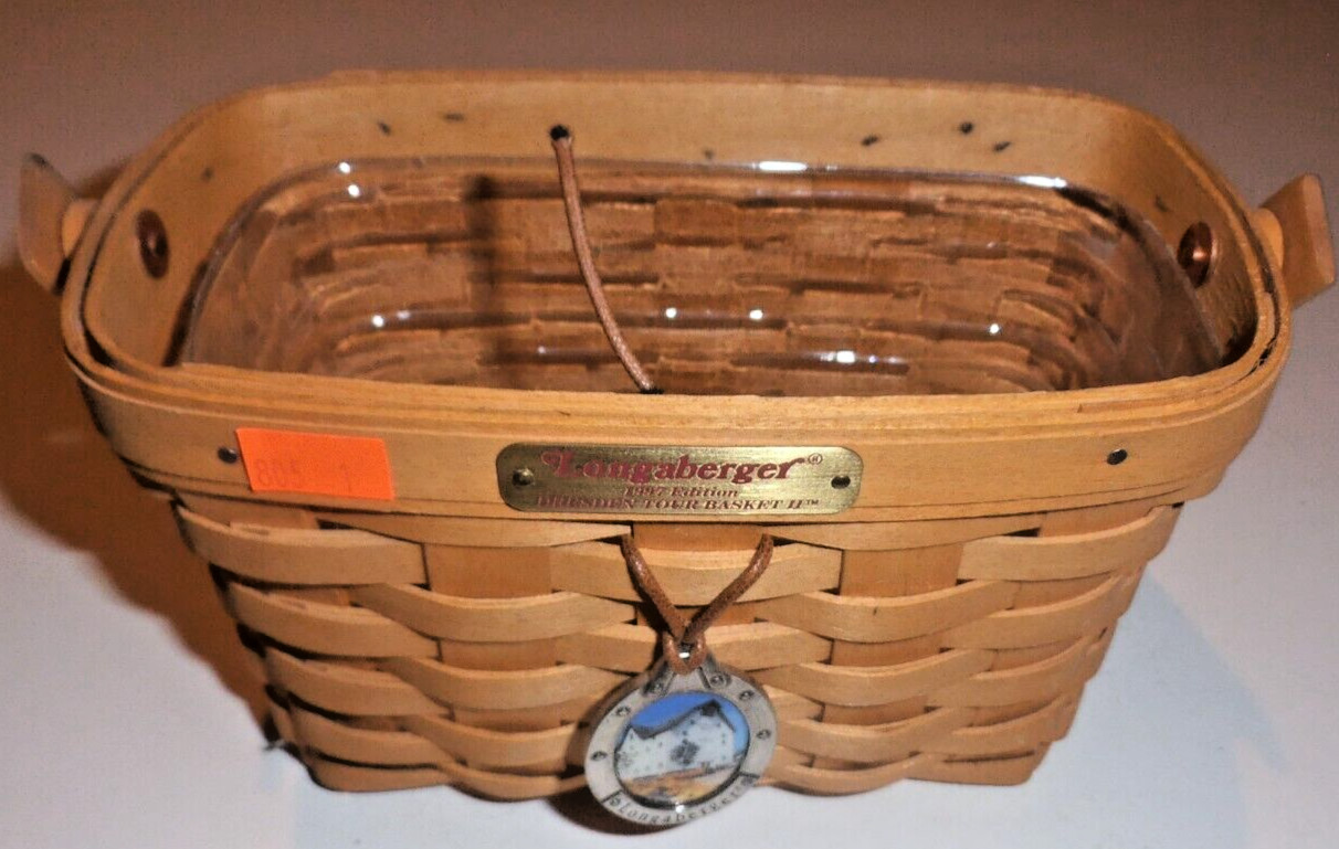 Longaberger 1997 Dresden Tour Basket II Protector Handle Rare Pewter Tie-On