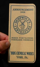 1921 Dempwolf's Fertilizers Chemical Mr. Stacy Barcroft York PA Memo Book