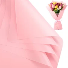 25 Sheets Pink Floral Paper Waterproof Flower Bouquet Wrapping Paper Florist ...
