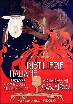 Distillerie Italiane 1899 Milan Italy Vintage Poster Print Wall Decor Retro Art