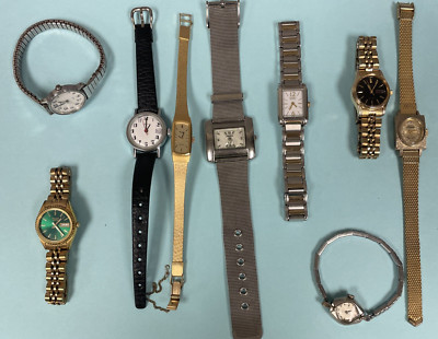 Lot of 9 Vintage Ladies Watches (Lucerne, Caravelle, Geneva, Pulsar, Citizen)