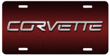 Chevy Corvette Inspired art on simulated carbon fiber Aluminum License Plate Tag