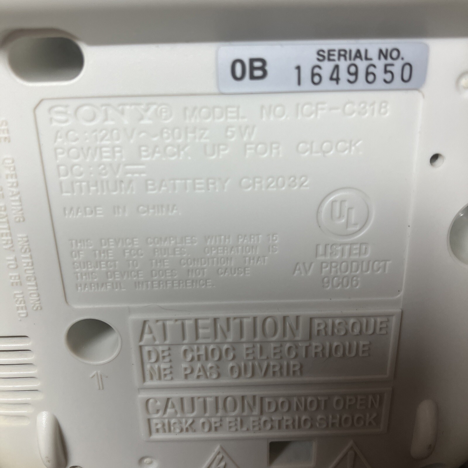 Sony Dream Machine ICFC318 Radio Alarm Clock Dual AM FM White Auto Time Set eBay