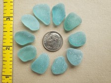 GENUINE PURE BEACH SEA GLASS SURF TUMBLED TEAL GREEN BLUE GOOD SMALL FROSTED H01