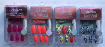 Claire s False Fake Nail Kits Lot Of 4 Total New 