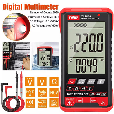 Digital Multimeter Voltmeter AC DC Volt Ohmmeter Tester Meter Auto Range + Light
