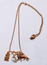 Phi Mu PM Gold Trio Charm Necklace FREE SHIPPING