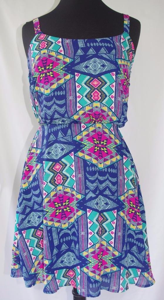 Women's Small Aztec Print Multicolor Open Back Sundress NWT-image
