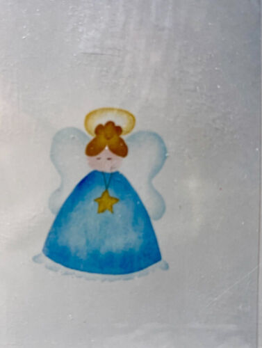 1985 Gladys Grace Small Angel Stencil Fabric Wood Theorum Painting Vintage 12766
