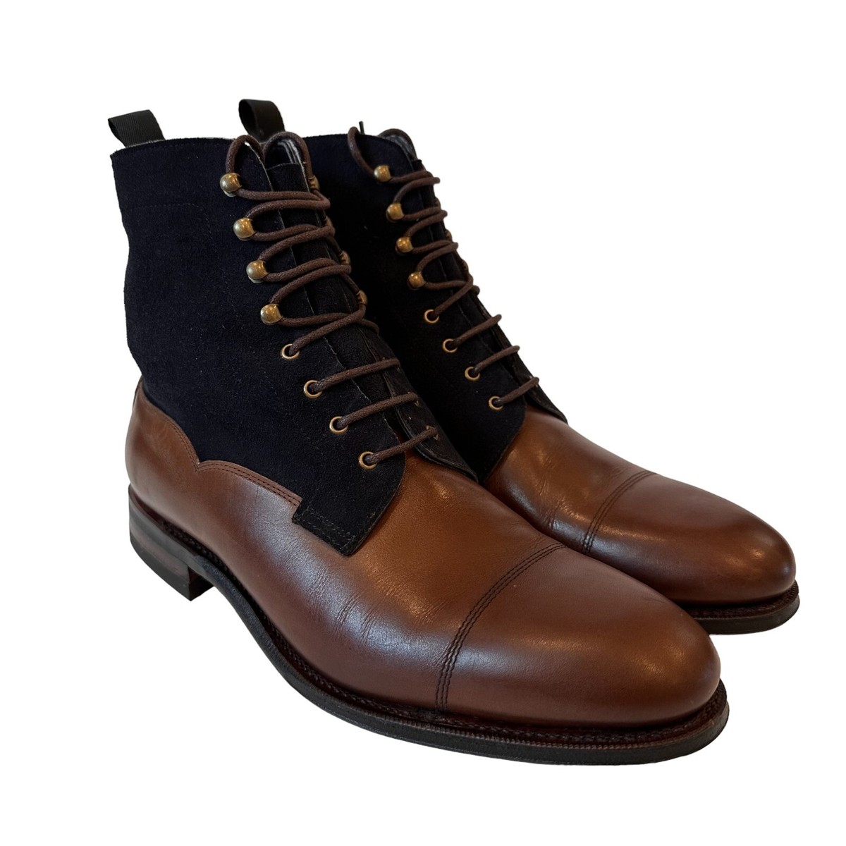 Meermin Two-Tone Dress Boots - Calf Leather + Navy - Size US  display picture 1
