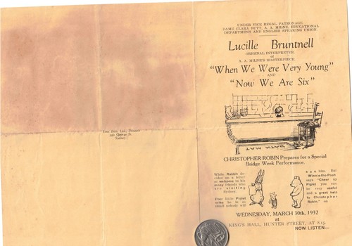 Winnie the Pooh A A Milne 1932 Australian promotional flyer - Picture 3 of 3