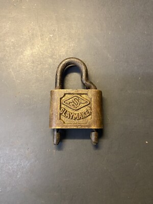 Vintage RARE Early 1900s Slaymaker Brass Removable Bent Shackle Lock 