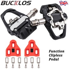 BUCKLOS SPD/LOOK Delta Dual Function Clipless Pedal MTB/Road/Indoor Bike 9/16"