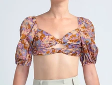 Zimmermann Violet Twist Front Bodice Floral Crop Top Size 4 US 12 NWT