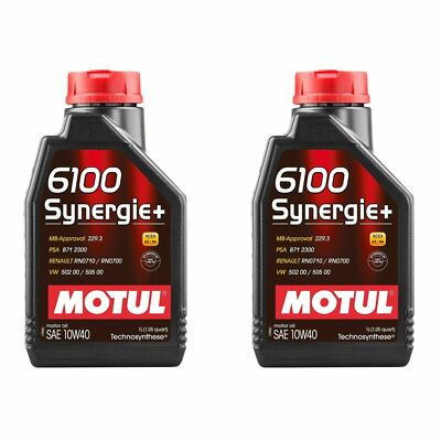Motul 6100 SYNERGIE+ 10W40 - 2L - Technosynthese Engine Motor Oil (2 x 1L)