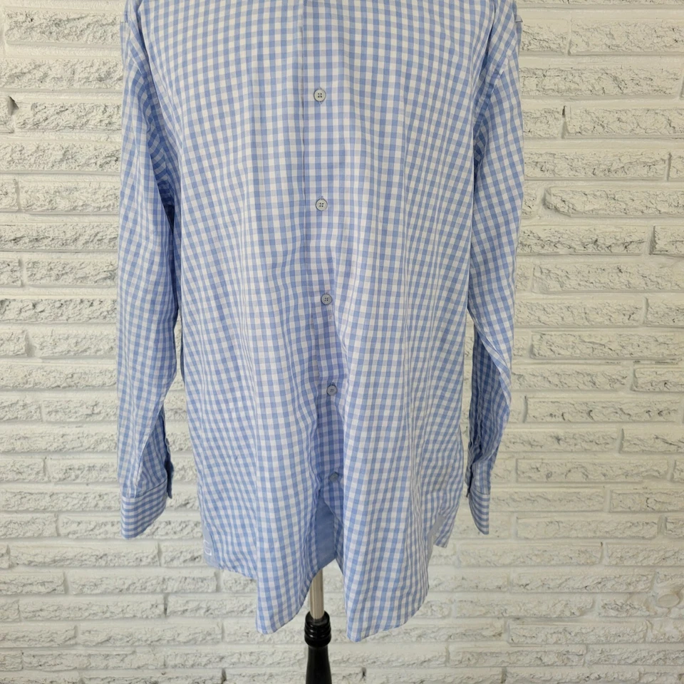 Martin Gordon Mens Shirt 3X Contemporary Fit Long Sleeve Blue Check Button Up - Image 4 of 4