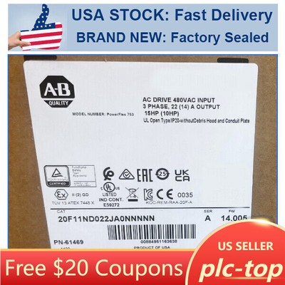 ALLEN BRADLEY 20F11ND022JA0NNNNN PowerFlex Air Cooled 753 AC Drive FREE SHIP