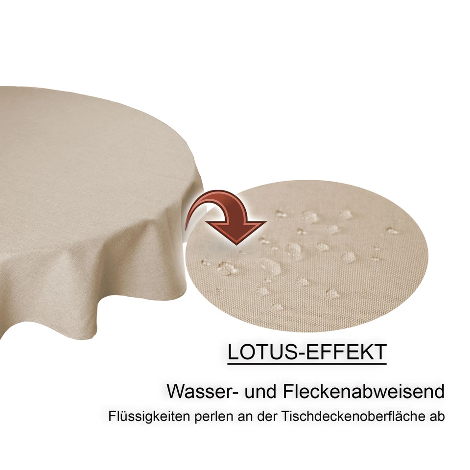 Tischdecke rund Leinenoptik Lotuseffekt Tischwäsche Wasserabweisend Tischtuch - Bild 2 von 3