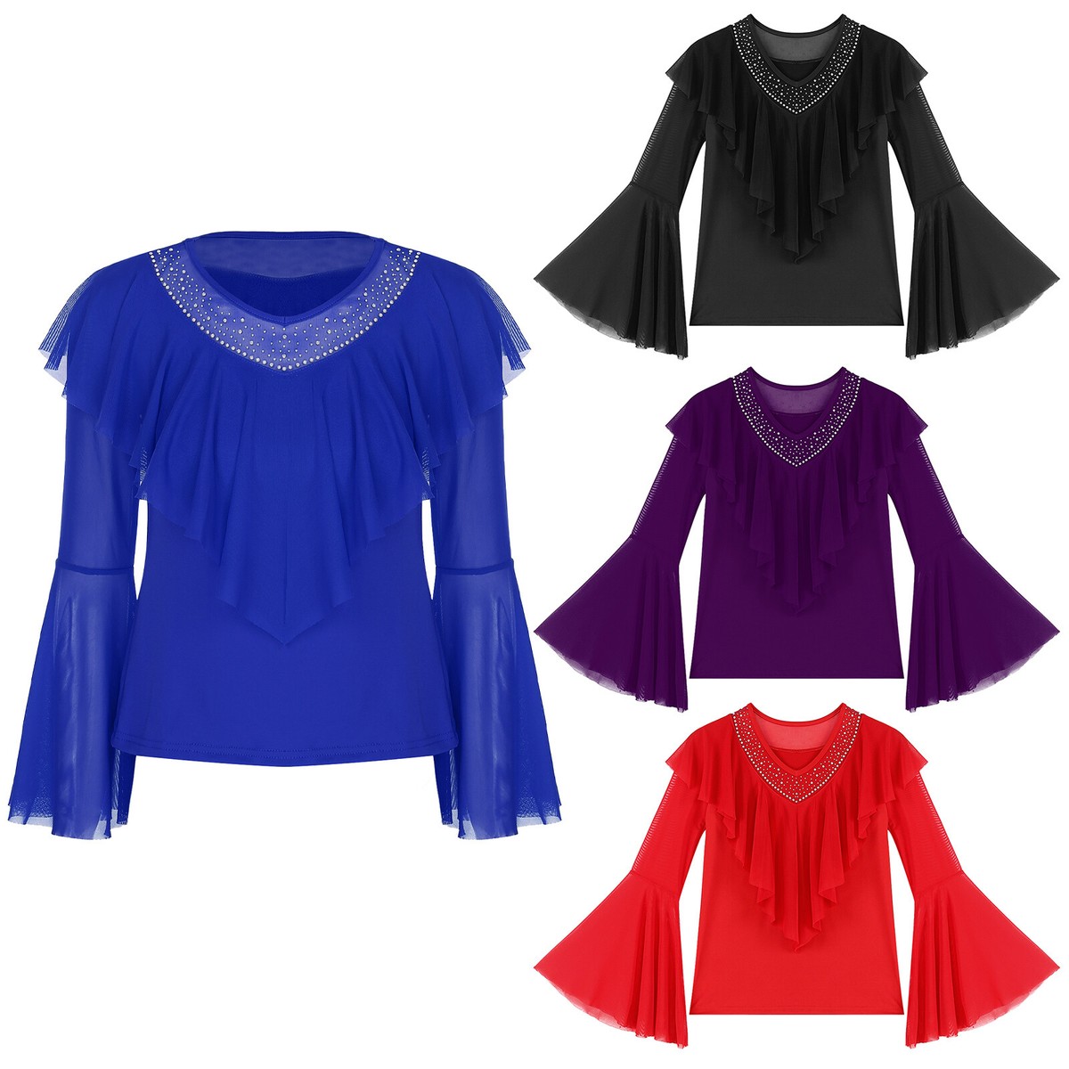 Camisas para mujer Prendas para el torso recortadas atléticas ChaCha Prendas para el torso de baile latino Flamenco Jazz