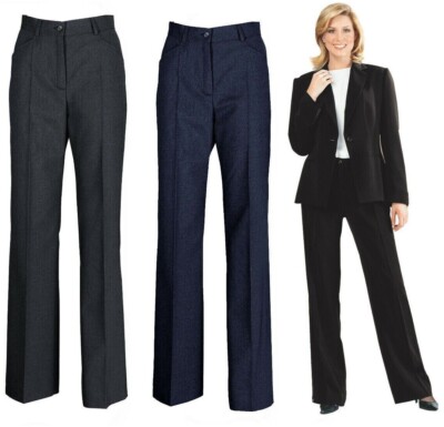 Damen Wollmischung Hose Smart Büro Arbeit Arbeitskleidung Formell Wasserfleckenabweisend