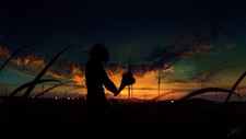 Landscape pixiv dusk sunset fantasy girl silhouette Custom Gaming Mat Desk