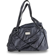 Nine West — Black Faux Leather Crossover Medium Handbag