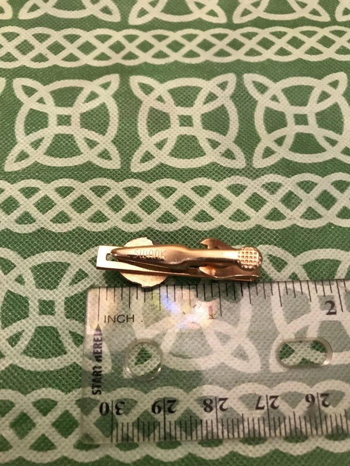 Signed Swank Brand Vintage Gold Tone Abalone Shell Tie Bar Clip FREE SHIPPING - Image 3 of 3
