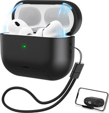 Airpods Pro 2 Case with Magnetic Lid Phone Stand, Black