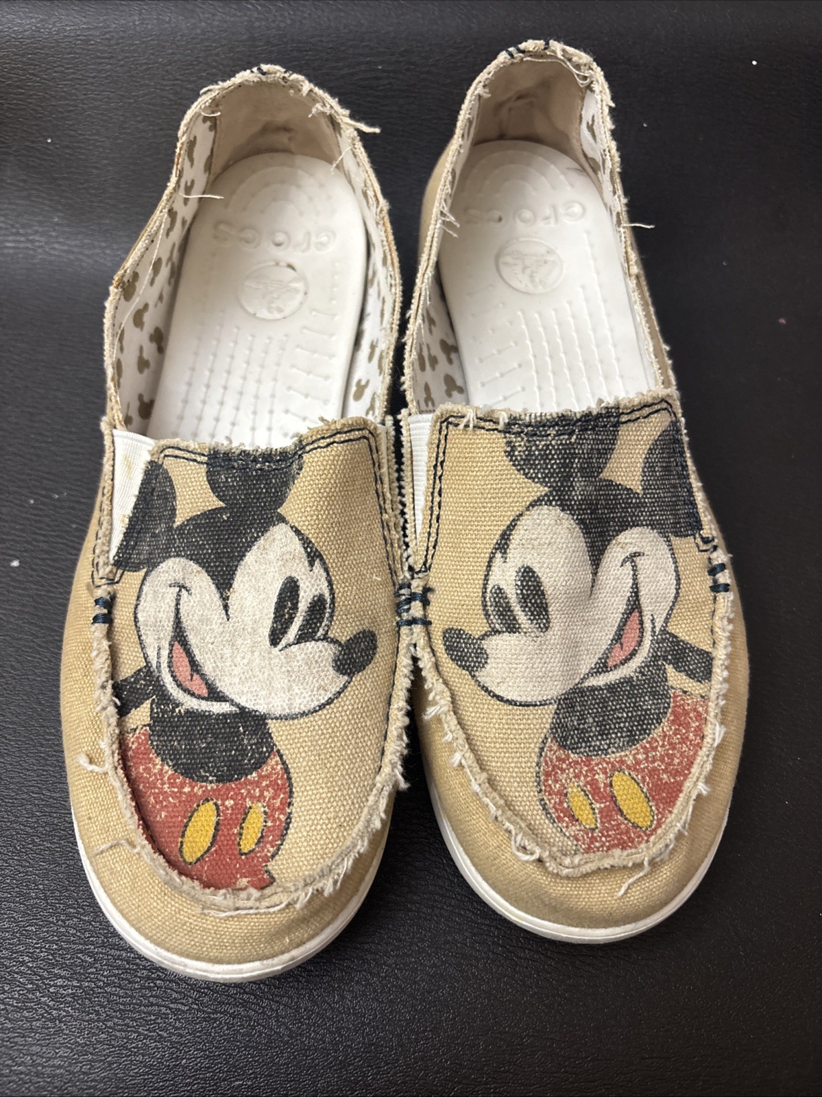 Crocs Kids Boho Mickey Mouse Loafers Size 8W Canvas Shoes 11122-image