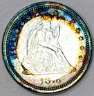 1876-S Seated  Liberty Quarter Album Rainbow Toned High Grade  Old Collection