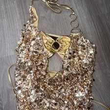 ROMWE Gold Sequin Halter Top