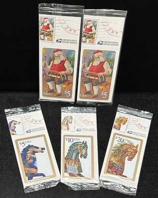 Vintage Holiday USPS First Class $5, $10, $20 Phone Cards - Group of 5, Sealed