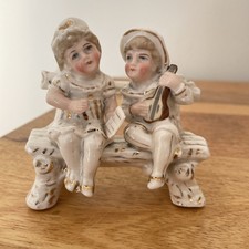 Vintage Porcelain Fairing Boy And Girl On A Bench