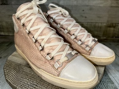 Balenciaga Arena High Python Leather Sneakers Beige EU 43 US 10 Italy
