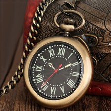 Luxury No Cover Quartz Pocket Watch Open Face Luminous with Short Chain Gifts