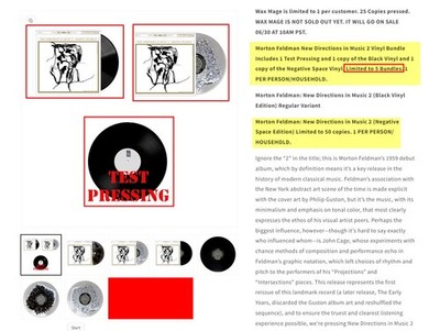 Morton Feldman New Directions In Music set (3 LP's) 1 0f 5 & 1 of 50 Free Ship
