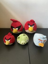 Angry Birds Plush Lot 5  -8  - Red, Pig, Blue Ice