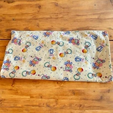 Vintage Yellow Flannel Baby Blanket Rattle Chicks Ducks Colorful-