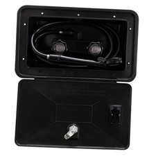 RV Exterior Shower Box Kit  Locking Cowboy Shower with 51  Vinyl Hose, Black