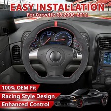 Full Leather Red Ring Flat Steering Wheel For 2006-2011 Chevrolet Corvette C6 Us Full Leather Red Ring Flat Steering Wheel For 2006-2011 Chevrolet Corvette C6 Us