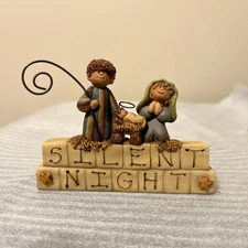 Blossom Bucket Suzi Skoglund Signed Silent Night Shelf Sitter Figurine Nativity