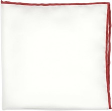 100 Silk Pocket Square Mens Ivory White Hand-Rolled Color Edge Handkerchief