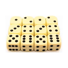 Koplow Opaque Dice d6 16mm Rounded Corner Ivory (12) New