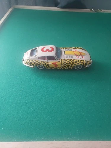 RARE Vintage 1960s BANDAI Leopard Paint Jaguar XK-E #3 Friction Tin Toy Car