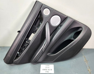   15-19 OEM BMW F86 X6 M Rear Left Driver Door Card Panel Leather Merino Black*