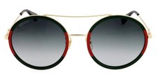 New GUCCI GG0061S 003 56mm Gold Green Red Round Oversized Sunglasses Japan