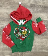 Dr. Seuss The Grinch Pullover Hoodie Hooded Holiday Sweater Toddler 5T