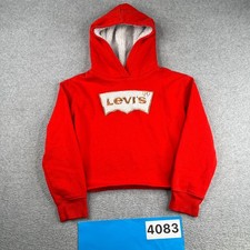 Levis Hoodie Sweatshirt Girls Medium Red Patch Sherpa Lined Hood