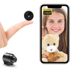 Small Wireless WiFi IP Camera,HD1080P Portable Mini Camera with Video Recordi...